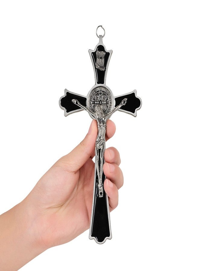 VINETEN Black Enamel Crucifix Wall Cross -Saint Benedict Metal Wall Art-Cross Give Blessing and The Spiritual Sacred -Crucifix Gift for Grandma, boys Baptism Gift - Image 1